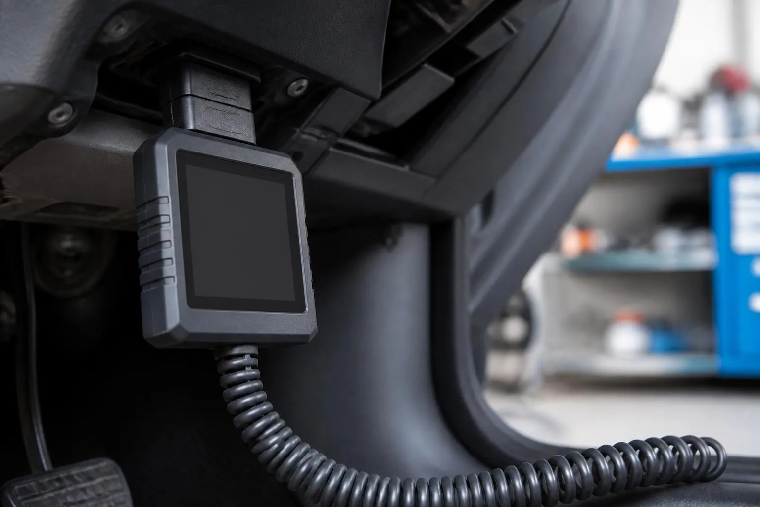 Boitier de diagnostic branche sous un tableau de bord